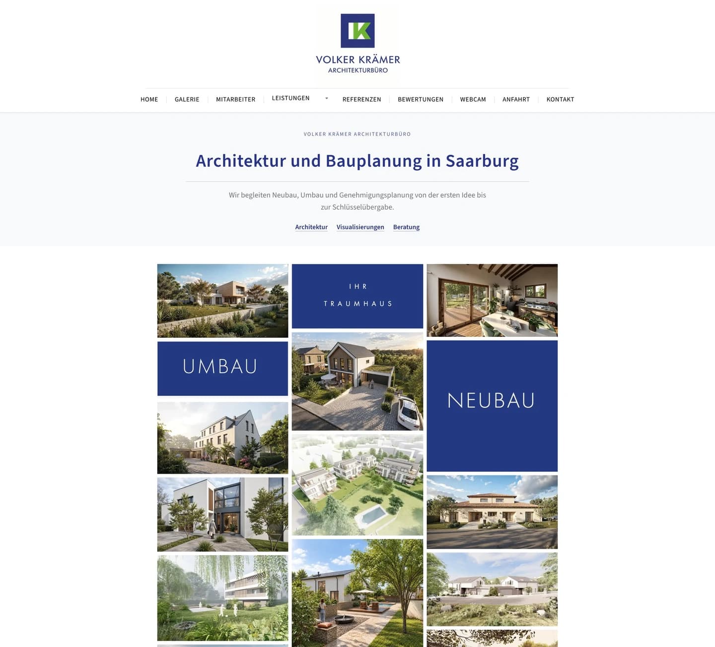 Architekturbüro Volker Krämer Website, durchgescrollt