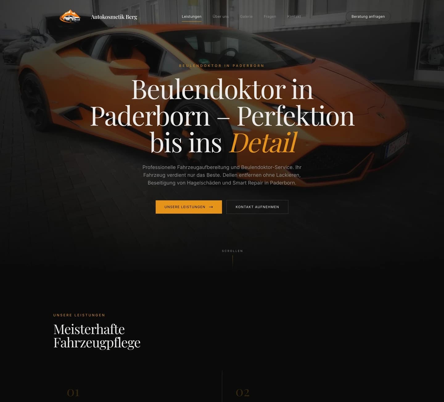 Autokosmetik Berg Website, durchgescrollt
