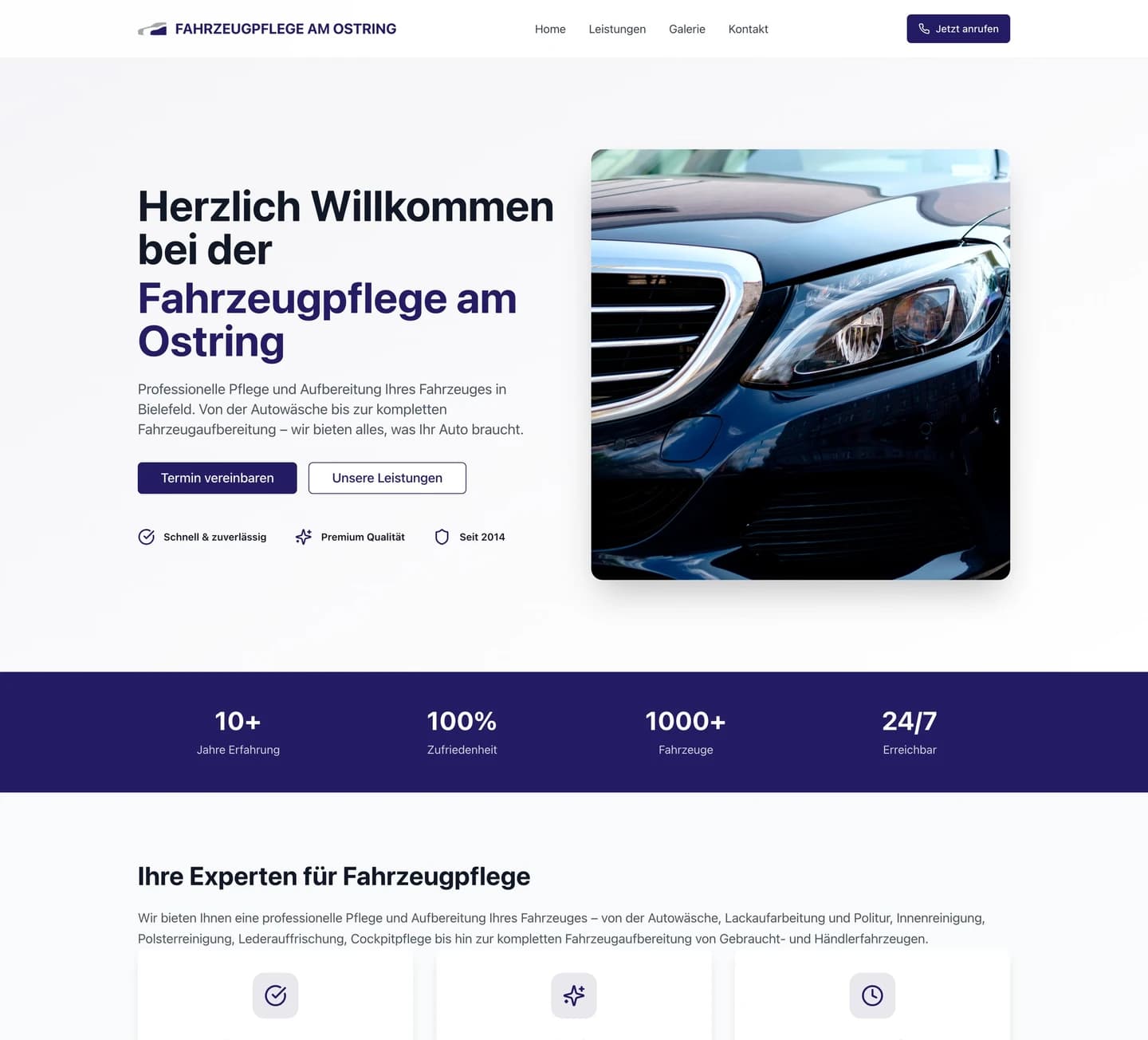 Fahrzeugpflege am Ostring Website, durchgescrollt