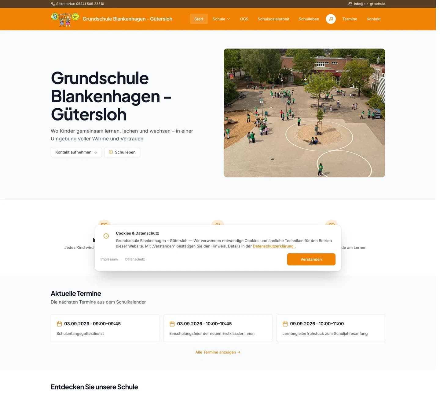 Grundschule Blankenhagen Website, durchgescrollt