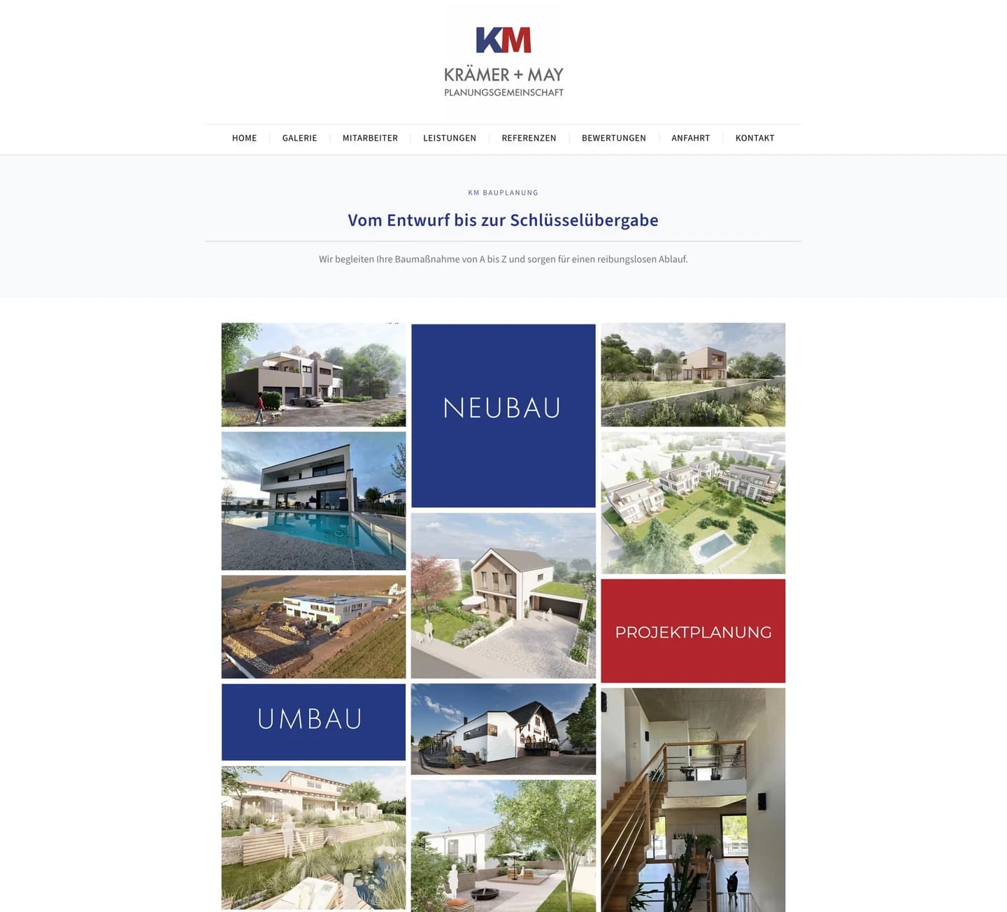 Krämer + May Planungsgemeinschaft Website, durchgescrollt