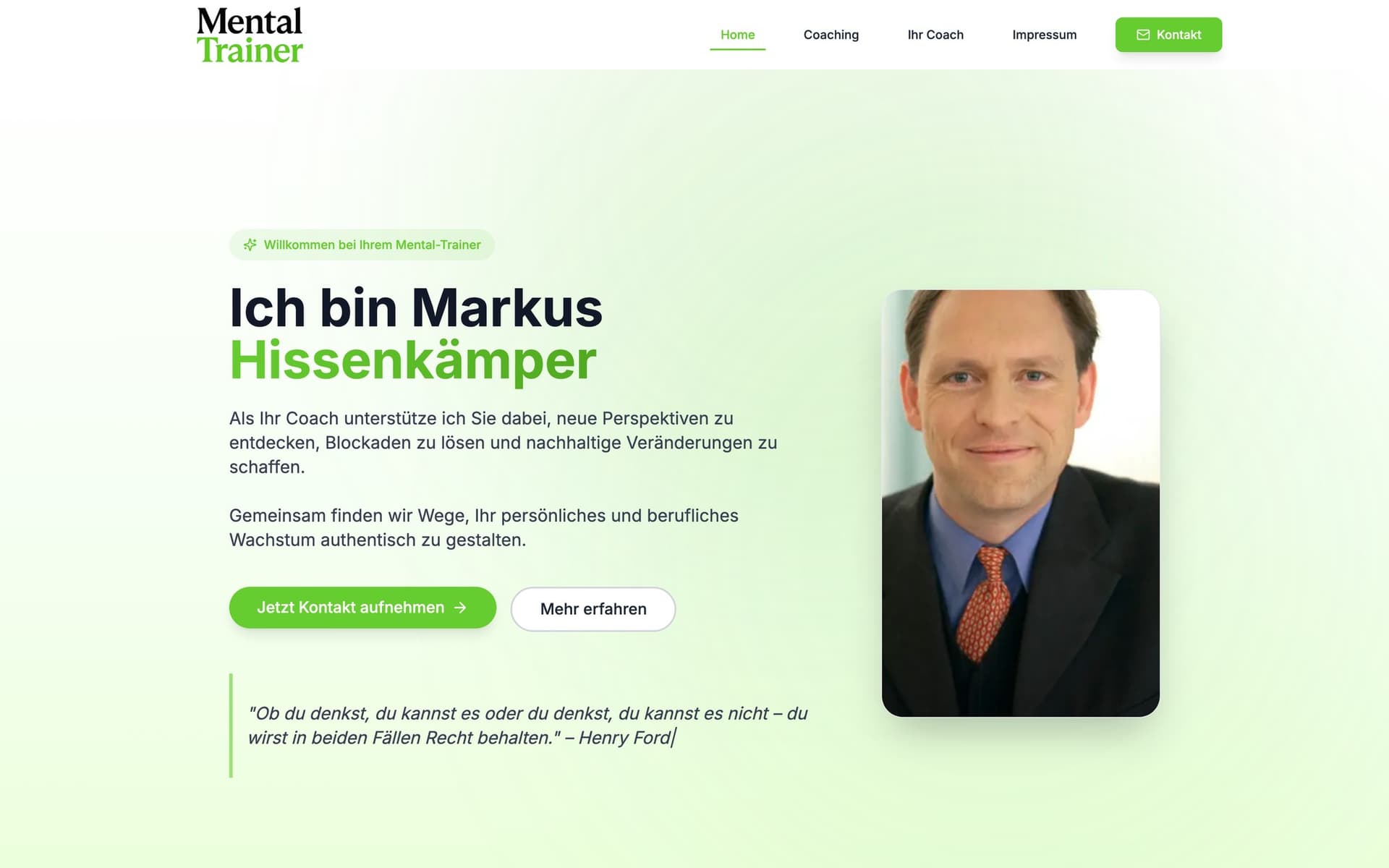 Website Markus Hissenkämper: Mental Coaching