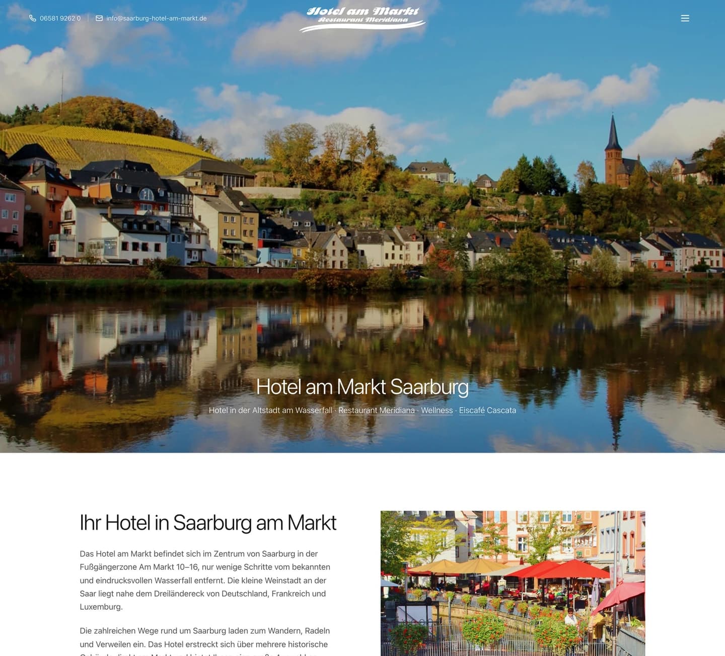 Hotel am Markt Website, durchgescrollt