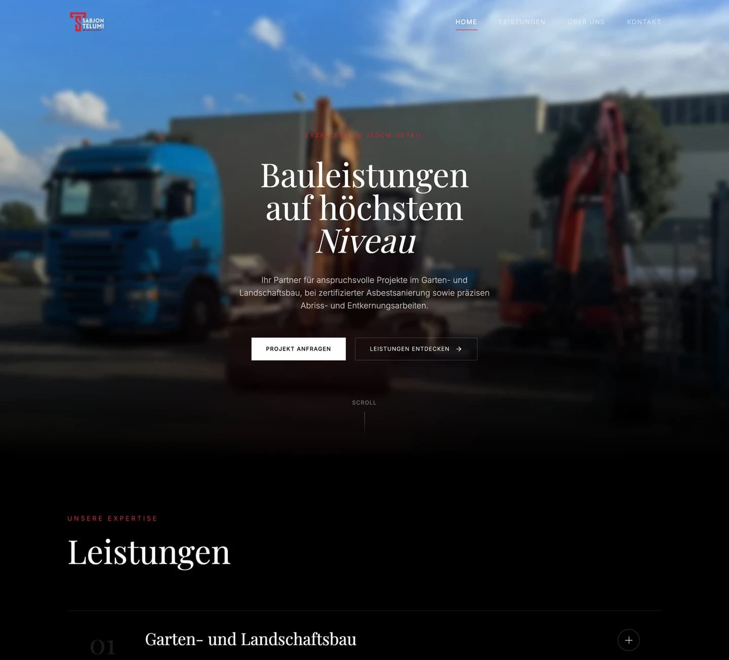 Sabjon Telumi Website, durchgescrollt